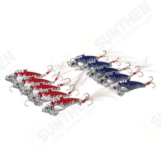 10pcs 5cm 8.2g Metal VIB Fishing Lure Crankbait Hard Bait Treble Hooks