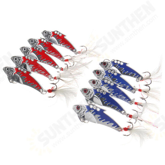 10pcs 5cm 8.2g Metal VIB Fishing Lure Crankbait Hard Bait Treble Hooks