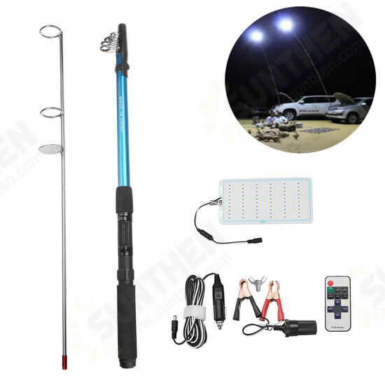 12V 500W Telescopic LED Fishing Rod Lamp Car Light Remote Controller Outdoor Camping Lantern