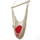 135 x 90CM Portable Outdoor Swing Cotton Hammock Chair Wooden Bar Hanging Rope Chair For Garden Patio Yard Porch