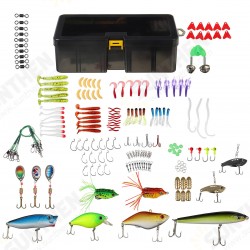 168/169 Pcs Fishing Lures Artificial Hard Bait Metal Hooks Shrimp Bass Salmon Fishing Tackle