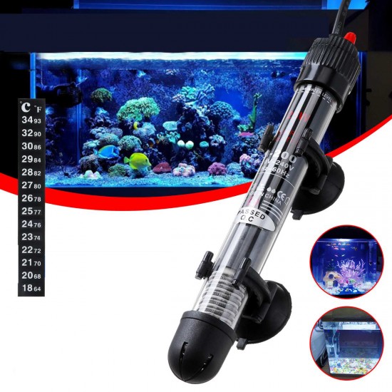 25/50/100/200/300W Fish Tank Aquarium Heater Thermostat Submersible Heating Rod