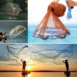 3-4.8m Netting Twine+Steel Hand Throw Cast Net American Style Brown Bait Fishing Network w/Sinker 3-4.8m Netting Twine+Steel Hand Throw Cast Net American Style Brown Bait Fishing Network w/Sinker
