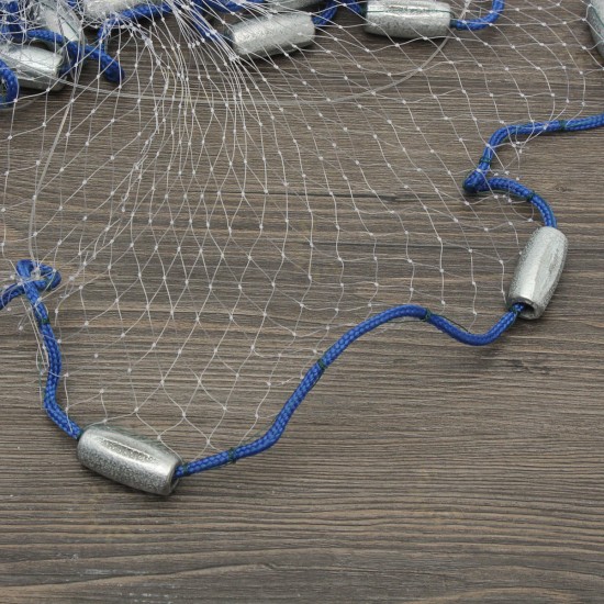 3-4.8m Netting Twine+Steel Hand Throw Cast Net American Style White Bait Fishing Network w/Sinker