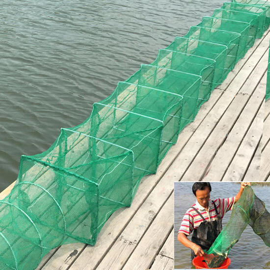 3.2m Long Tube Nylon Mesh Crab Crayfish Lobster Shrimp Prawn Eel Live Trap Net Bait Fishing Pot