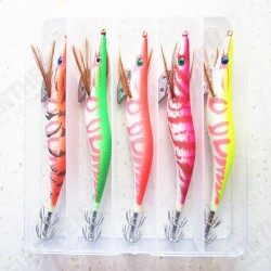 5 pcs 13.5cm20g Wood Shrimp Squid Lures Bait Bass Hooks 5 pcs 13.5cm20g Wood Shrimp Squid Lures Bait Bass Hooks
