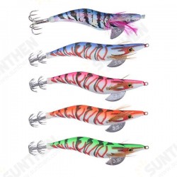 5 pcs 13.5cm20g Wood Shrimp Squid Lures Bait Bass Hooks