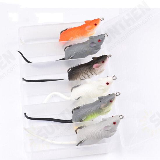 6 Pcs 3D Eyes Fishing Lures Soft Forg Mouse Bait Artificial Baits Fishing Tackle