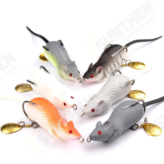 6 Pcs 3D Eyes Fishing Lures Soft Forg Mouse Bait Artificial Baits Fishing Tackle