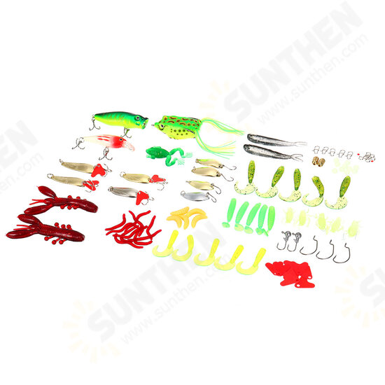 94/164PCS Fishing Lure Set Realistic Frog Soft Bait Portable Fishing Kit Outdoor Fishing Tools