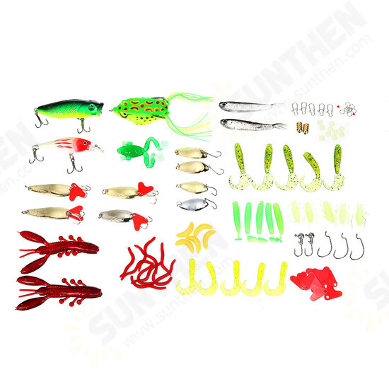 94/164PCS Fishing Lure Set Realistic Frog Soft Bait Portable Fishing Kit Outdoor Fishing Tools