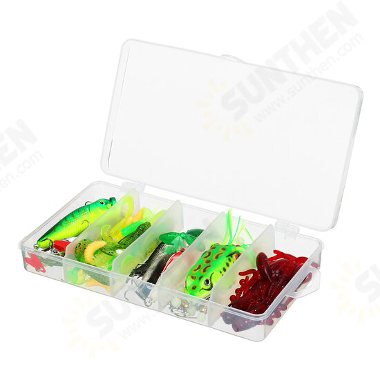 94/164PCS Fishing Lure Set Realistic Frog Soft Bait Portable Fishing Kit Outdoor Fishing Tools