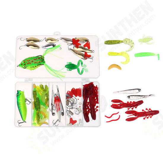 94/164PCS Fishing Lure Set Realistic Frog Soft Bait Portable Fishing Kit Outdoor Fishing Tools