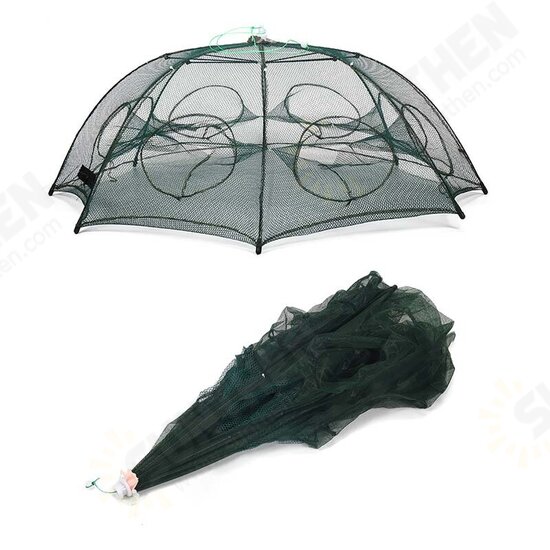 Automatic Fishing CageTrap 8-16 Hole Portable Folding Fishing Net Shrimp Cage Nylon Folding Fish Shrimp Mesh Trap