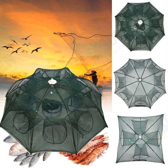 Automatic Fishing CageTrap 8-16 Hole Portable Folding Fishing Net Shrimp Cage Nylon Folding Fish Shrimp Mesh Trap Automatic Fishing CageTrap 8-16 Hole Portable Folding Fishing Net Shrimp Cage Nylon Folding Fish Shrimp Mesh Trap