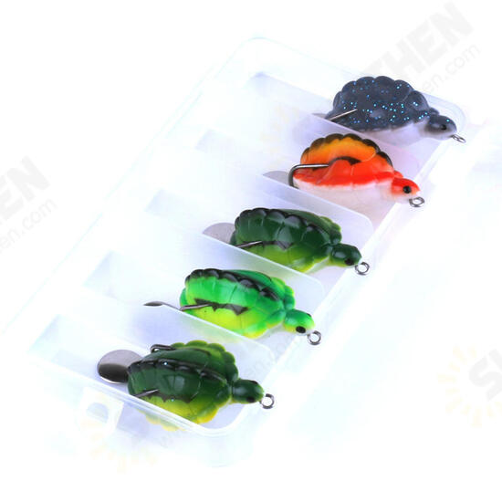 FO0165B 5Pcs/Set 5.5CM/13.4g Dual Hook Tortoise Fishing Lure Artificial Soft Bait With Spoon Sequins