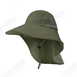 Folding Fishing Hat Wide Brim UPF50+ Breathable Quick Dry Sun Cap with Neck Flap Hunting Climbing Camping