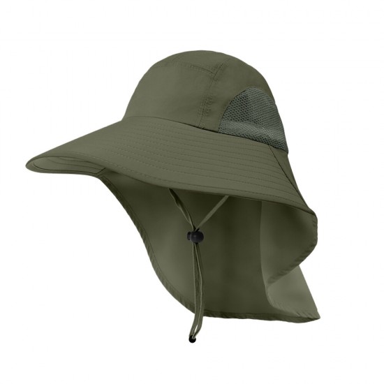 Folding Fishing Hat Wide Brim UPF50+ Breathable Quick Dry Sun Cap with Neck Flap Hunting Climbing Camping
