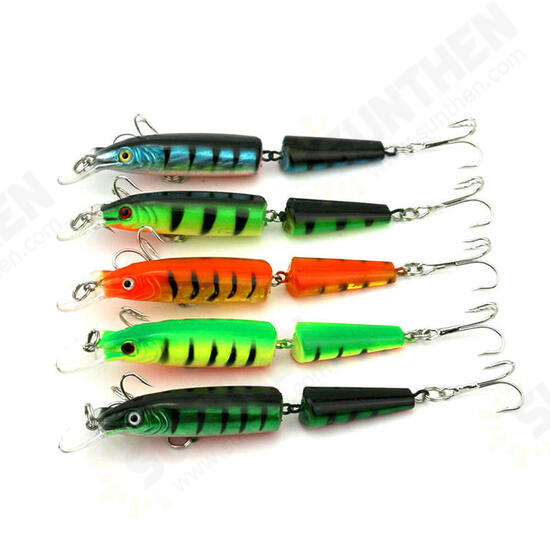 JM0025 5Pcs/Set 10cm 9.6g 2 Section Dual Hook Hard Bait Fishing Lure Artificial Wobblers Lures