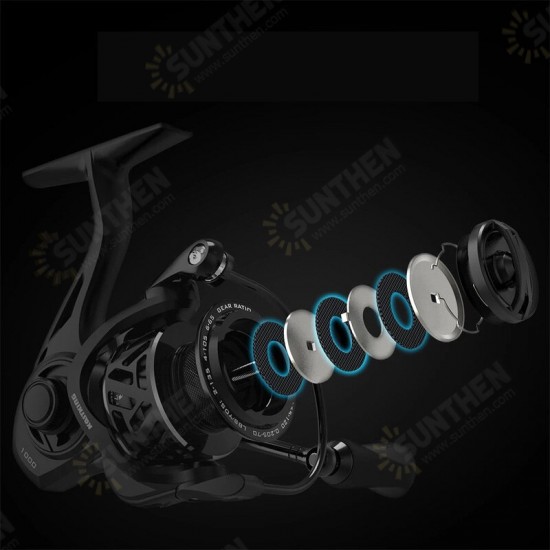 5.2:1 7+1 Bearings 33 Lbs Drag Aluminum Spool Stainless Steel Main Shaft Fresh and Saltwater Fishing Reel Carbon Fiber Spinning Reel Universal Left / Right Hand