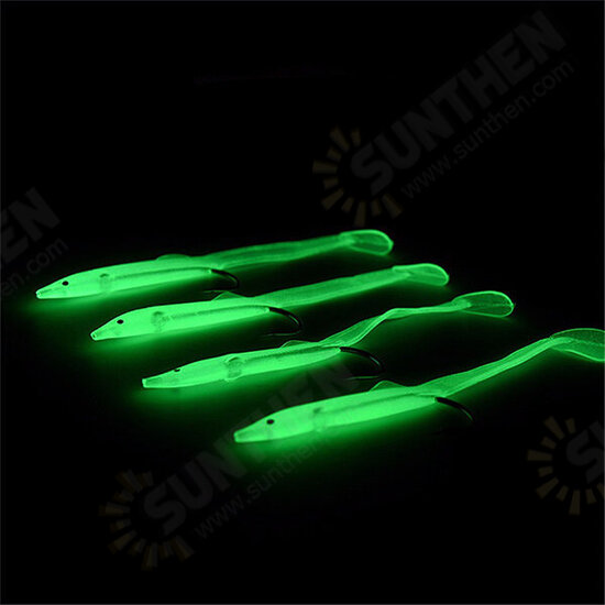 4 to10 Pcs Luminous Fishing Lure Bait Silica Gel Carbon Hooks Night Light Fishing Tackle