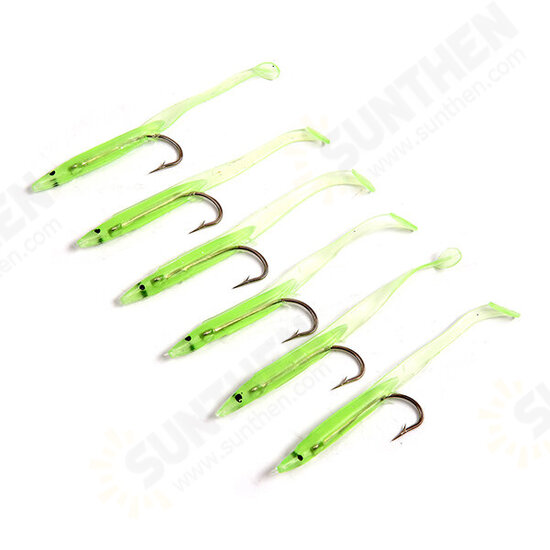 4 to10 Pcs Luminous Fishing Lure Bait Silica Gel Carbon Hooks Night Light Fishing Tackle