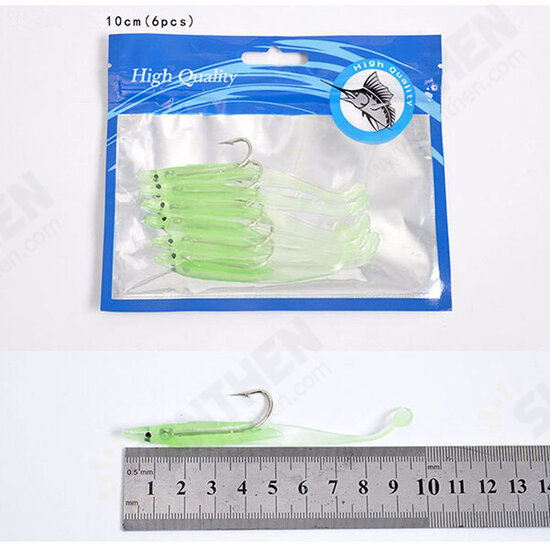 4 to10 Pcs Luminous Fishing Lure Bait Silica Gel Carbon Hooks Night Light Fishing Tackle