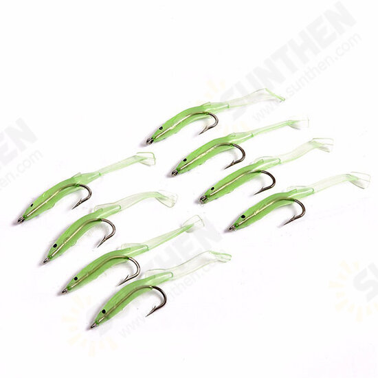 4 to10 Pcs Luminous Fishing Lure Bait Silica Gel Carbon Hooks Night Light Fishing Tackle