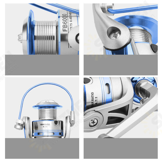 5.2:1/4.7:1 12 Bearings Fishing Reel 8KG Unloading Force Value CNC Metal Grip All Metal Spinning Reel FB1000-6000