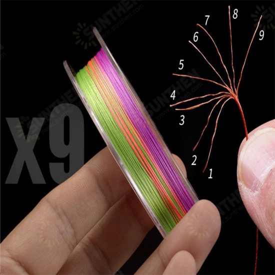 MAX-9 9 Strands Braided Fishing Line 100m Multi Color Super Strong Multifilament PE Braid Line-1.0/2.0/3.0/4.0/5.0/6.0/7.0/8.0