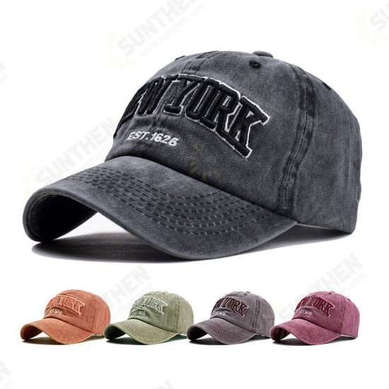 Men Women Washed Retro Embroidery Baseball Cap Outdoor Sunshade Adjustable Cycling Fishing Hats