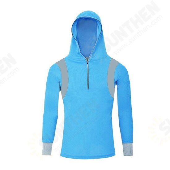 Men's Quick Dry Bamboo Fiber Long Sleeve Breathable Fishing Shirts UV Sunscreen Clothing With Hood