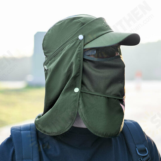 Fishing Hat Foldable Detachable Sun Protection Breathable Mosquito Veil Camping Fishing Hiking Duck Tongue Hat