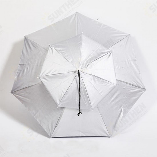 Outdoor Anti UV Windproof Double Umbrella Fishing Hat Portable Shade Camping Fishing Tool