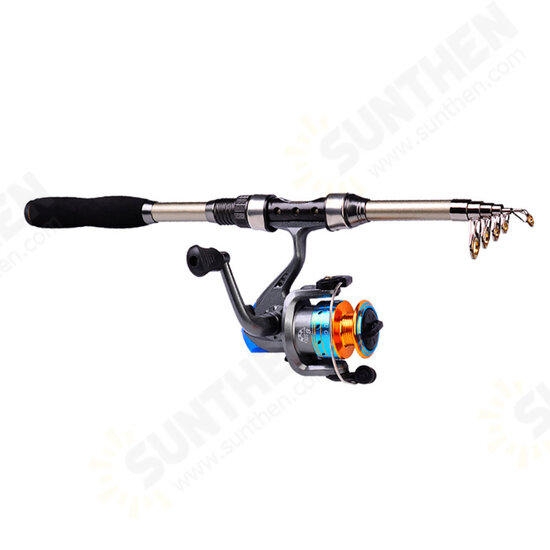 Telescopic Fishing Rod Set Spinning Reel Fishing Line Bait Lures Kit Carbon Fiber Sea Fishing Tackles