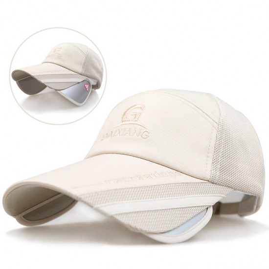 Summer Mesh Breathable Brim Retractable Hats Casual Baseball Cap Man Women Sunscreen Fishing Outdoor Sport Cap Fish hat
