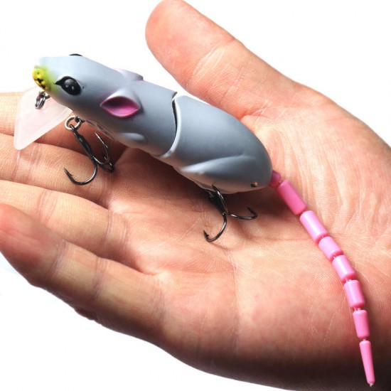WS-N-027 1pc 15.5g 85mm Artificial Mouse Fishing Lure Swimbait 2 Segment Bait Lifelike Rat Lure For Freshwater Saltwater