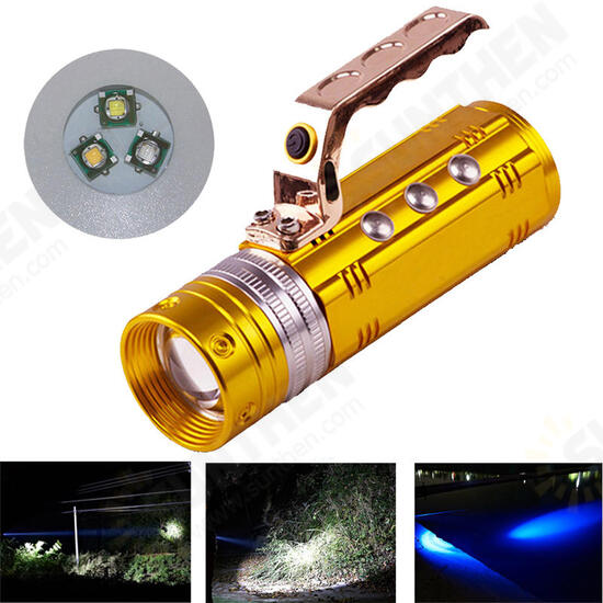 450LM 3 Color LEDs 200-300m Range Zoomable Rechargeable Fishing Flashlight With Charger 450LM 3 Color LEDs 200-300m Range Zoomable Rechargeable Fishing Flashlight With Charger