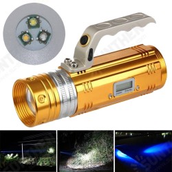 450LM 3 Color LEDs 200-300m Range Zoomable Rechargeable Fishing Flashlight With LCD Charger