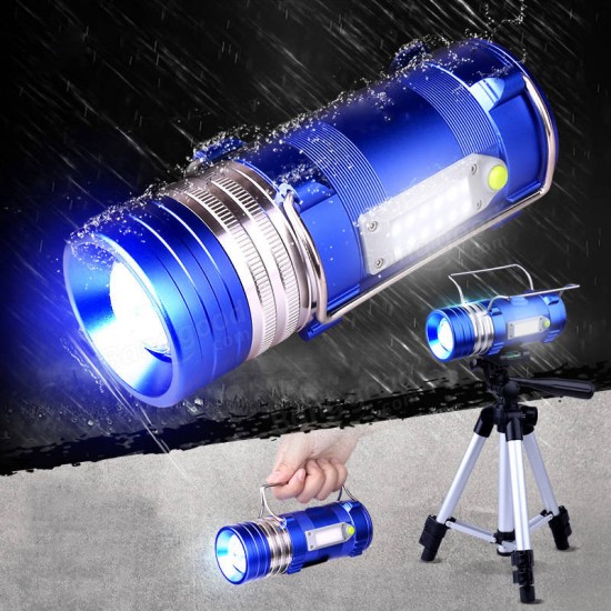 450LM 3 Color LEDs 500M Range Zoomable Rechargeable LED Fishing Flashlight Lamp With Charger