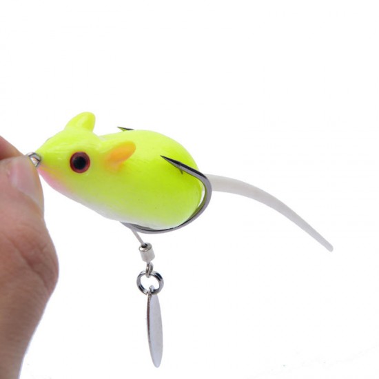 Y118 5cm 10.5g 3D Eyes Soft Mouse Bait Bells Sound Fishing Lure Frog Silicon Artificial Bait