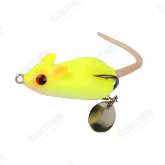 Y118 5cm 10.5g 3D Eyes Soft Mouse Bait Bells Sound Fishing Lure Frog Silicon Artificial Bait