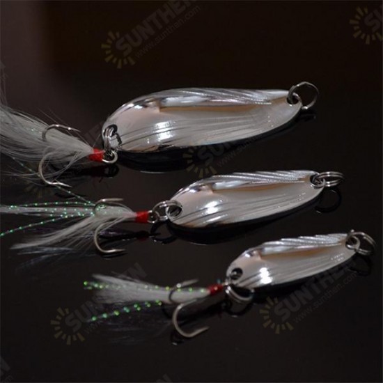 10pcs Fishing Paillette Lure Bait Sequins Fishing Lure Treble Feather Hook