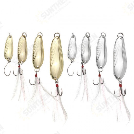 10pcs Fishing Paillette Lure Bait Sequins Fishing Lure Treble Feather Hook