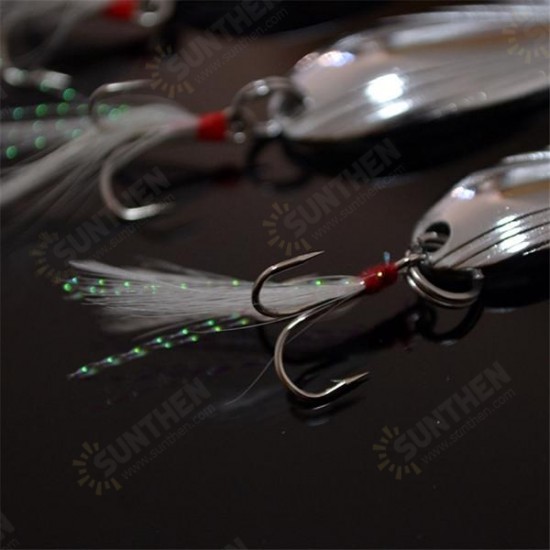 10pcs Fishing Paillette Lure Bait Sequins Fishing Lure Treble Feather Hook