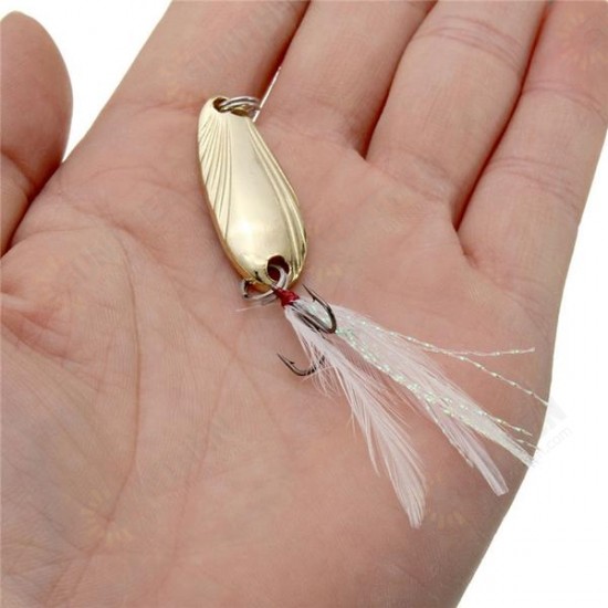 10pcs Fishing Paillette Lure Bait Sequins Fishing Lure Treble Feather Hook