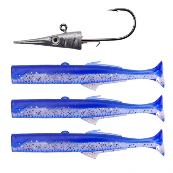 11cm 40g Fishing Lure Lead Jig Head Soft Lure T-Tail Swimbait Artificial Bait with 2 Pcs T-Tail