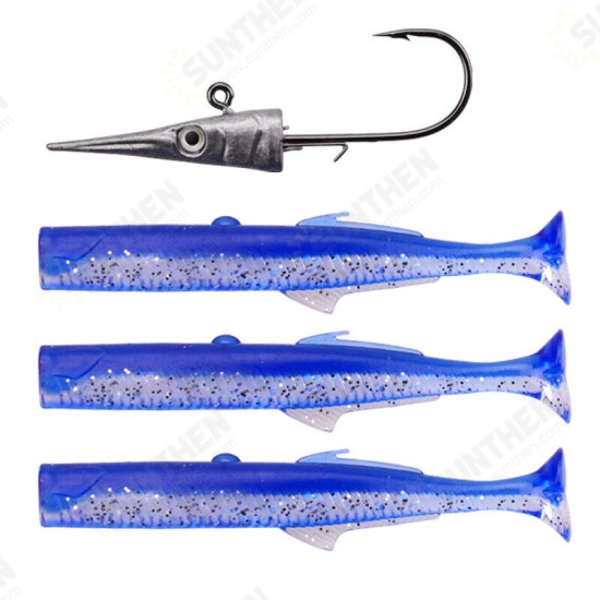 11cm 40g Fishing Lure Lead Jig Head Soft Lure T-Tail Swimbait Artificial Bait with 2 Pcs T-Tail