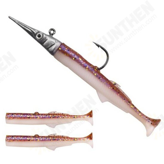 11cm 40g Fishing Lure Lead Jig Head Soft Lure T-Tail Swimbait Artificial Bait with 2 Pcs T-Tail