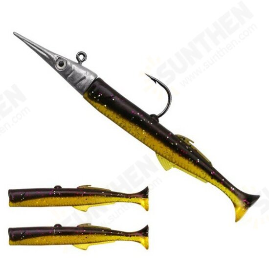 11cm 40g Fishing Lure Lead Jig Head Soft Lure T-Tail Swimbait Artificial Bait with 2 Pcs T-Tail